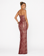 Strapless Lace-Up Back Maxi Dress
