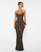 Strapless Lace-Up Back Maxi Dress