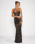 Strapless Lace-Up Back Maxi Dress