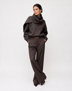 Scarf-Neck Knit Jumper