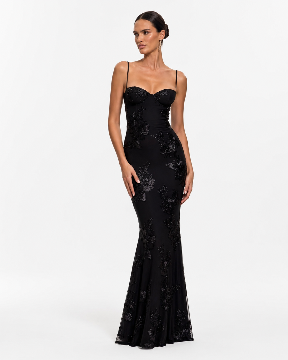 Asymmetric High-Neck Satin Maxi Dress