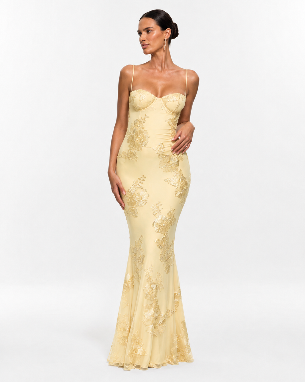 Asymmetric High-Neck Satin Maxi Dress