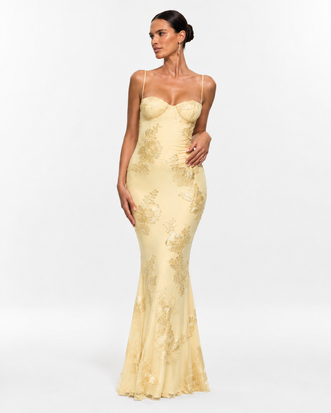 Asymmetric High-Neck Satin Maxi Dress