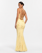 Asymmetric High-Neck Satin Maxi Dress