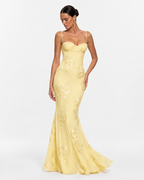 Asymmetric High-Neck Satin Maxi Dress