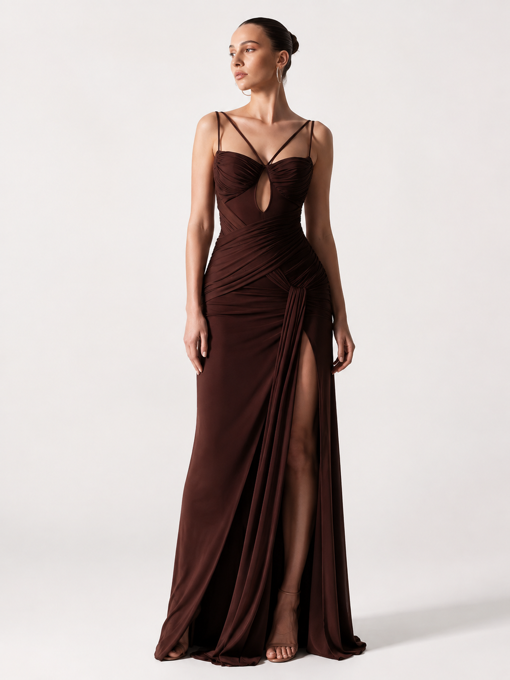 Minimalist Drape Waist Maxi Dress