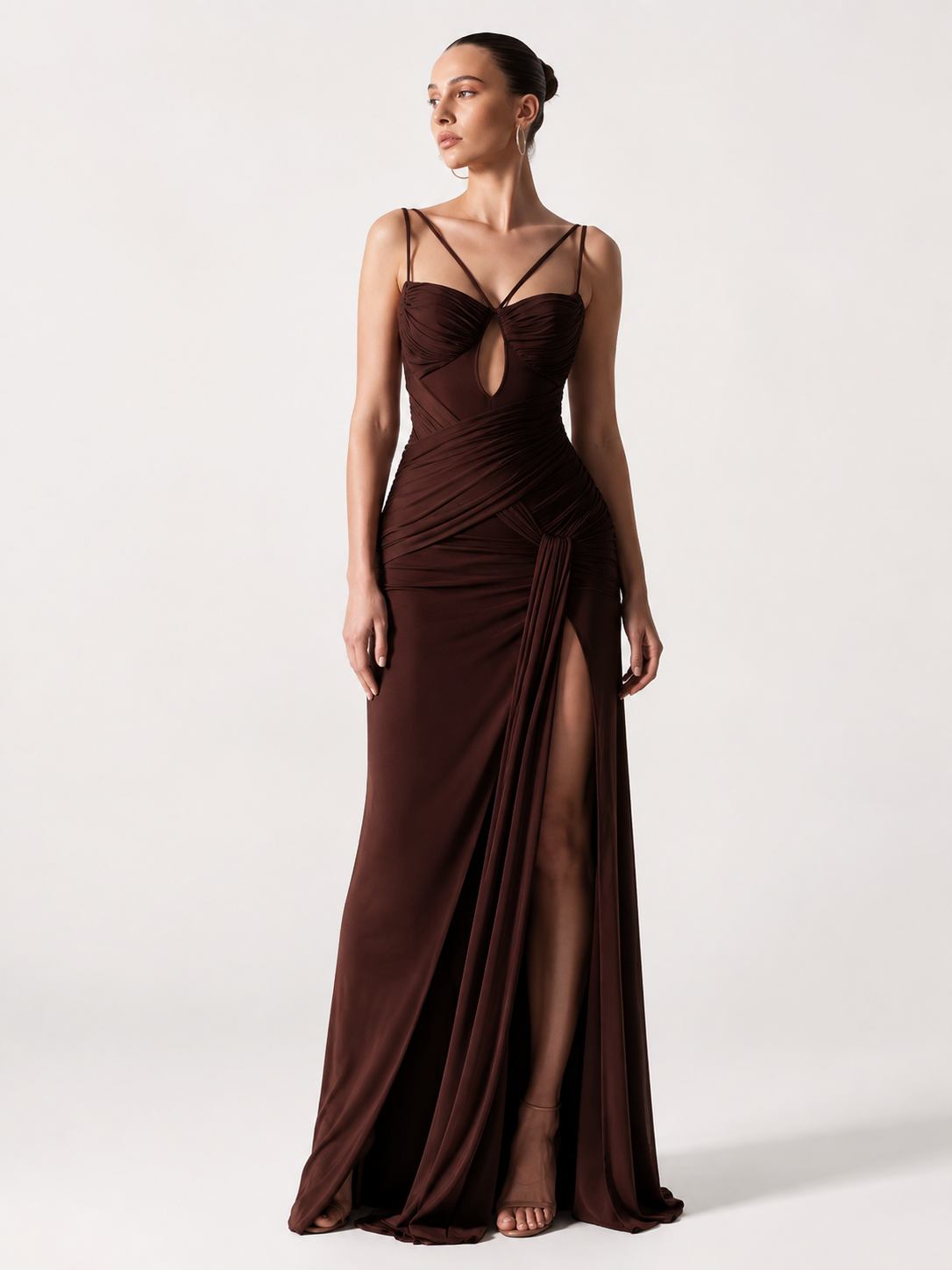 Minimalist Drape Waist Maxi Dress