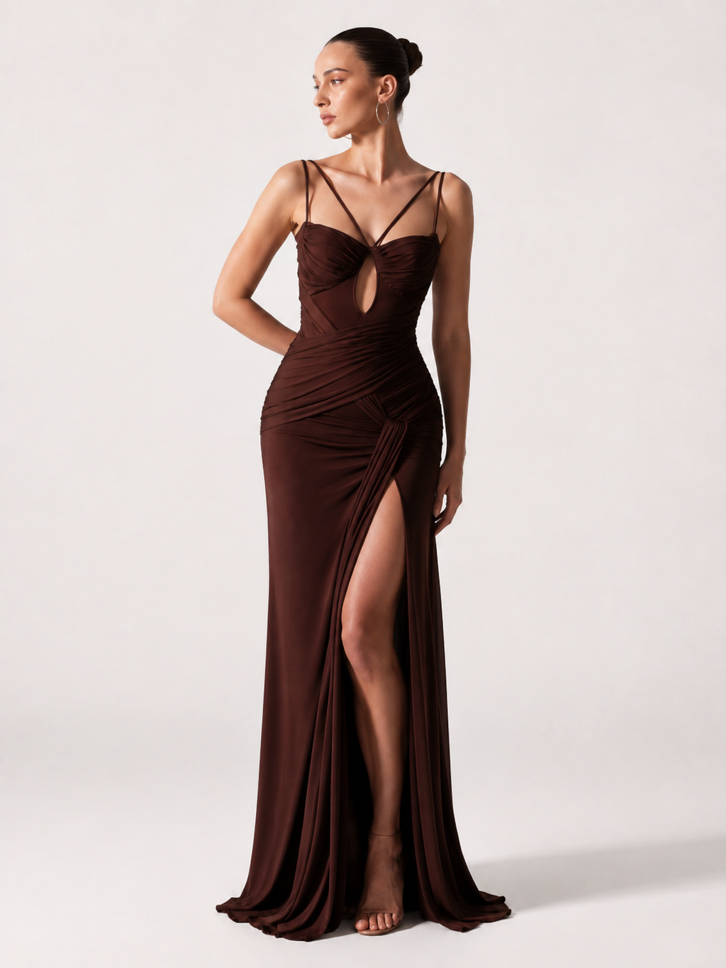 Minimalist Drape Waist Maxi Dress