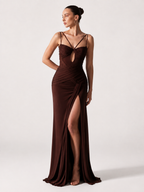 Minimalist Drape Waist Maxi Dress