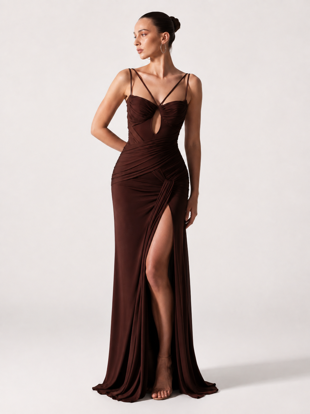 Minimalist Drape Waist Maxi Dress