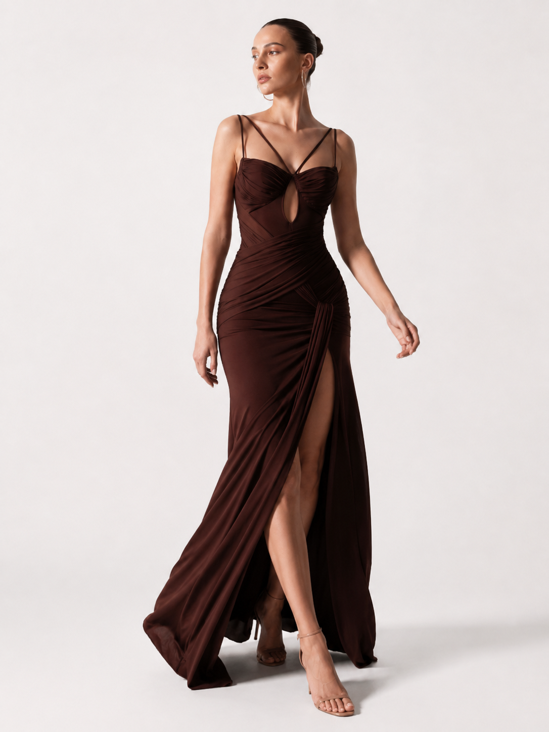 Minimalist Drape Waist Maxi Dress