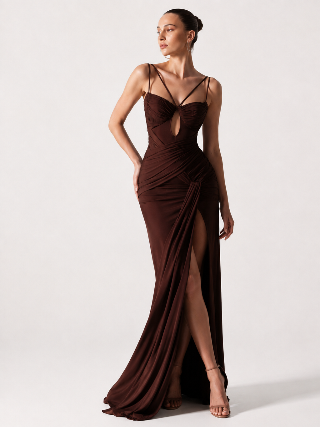 Minimalist Drape Waist Maxi Dress