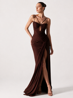 Minimalist Drape Waist Maxi Dress