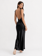 Draped Front-Slit Maxi Dress