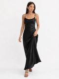 Draped Front-Slit Maxi Dress