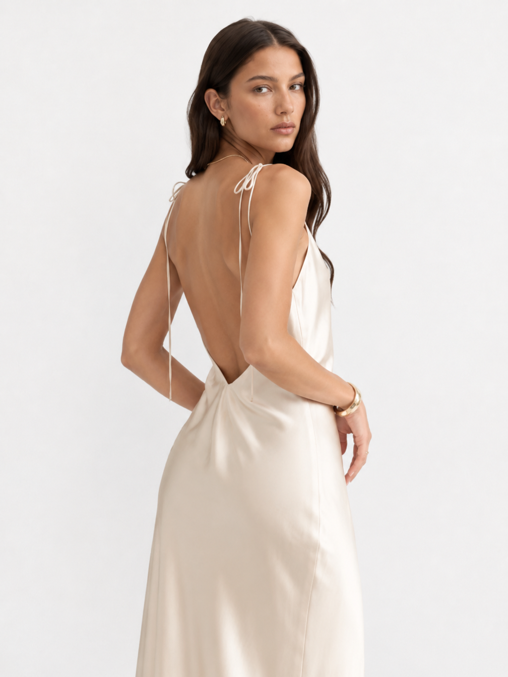 Draped Front-Slit Maxi Dress