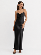 Draped Front-Slit Maxi Dress