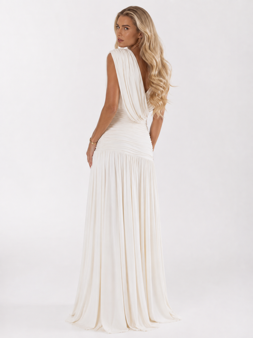 Maxi Dress with Front Draping and Slit