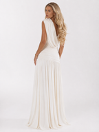 Maxi Dress with Front Draping and Slit