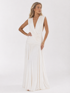 Maxi Dress with Front Draping and Slit