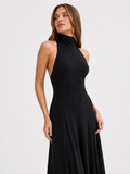 High-Neck Open-Back Maxi Dress