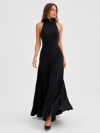 High-Neck Open-Back Maxi Dress