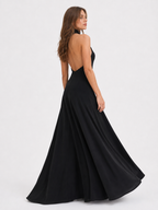 High-Neck Open-Back Maxi Dress