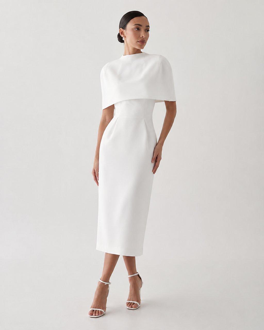 Structured Cape Midi Dress