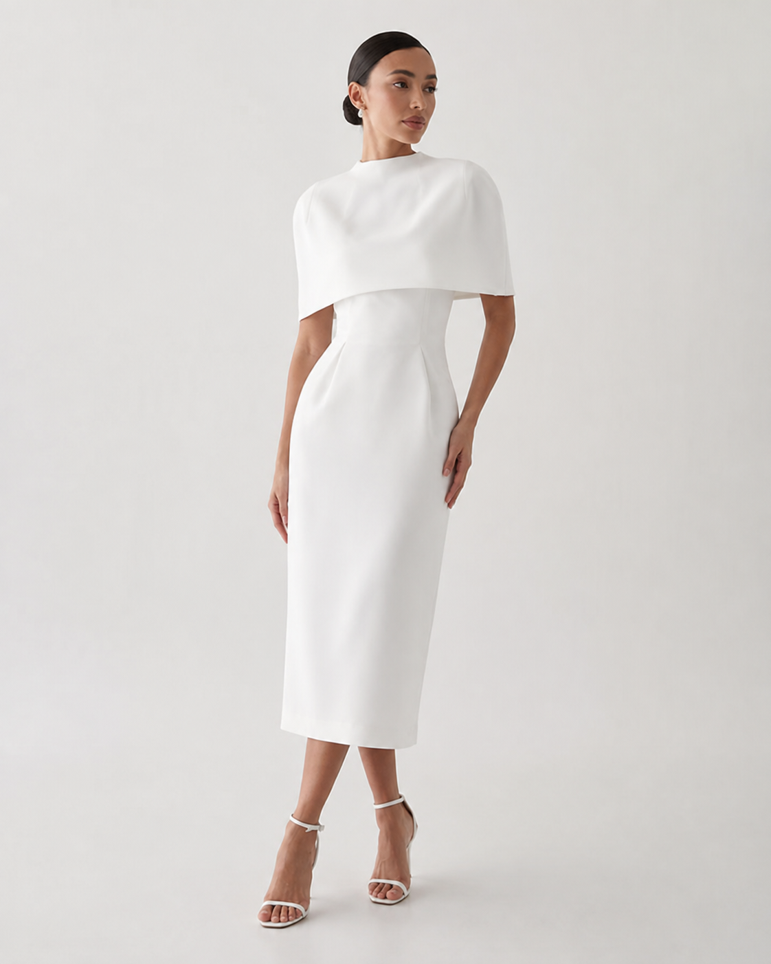 Structured Cape Midi Dress