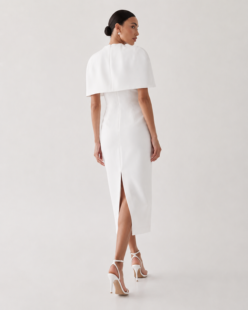 Structured Cape Midi Dress