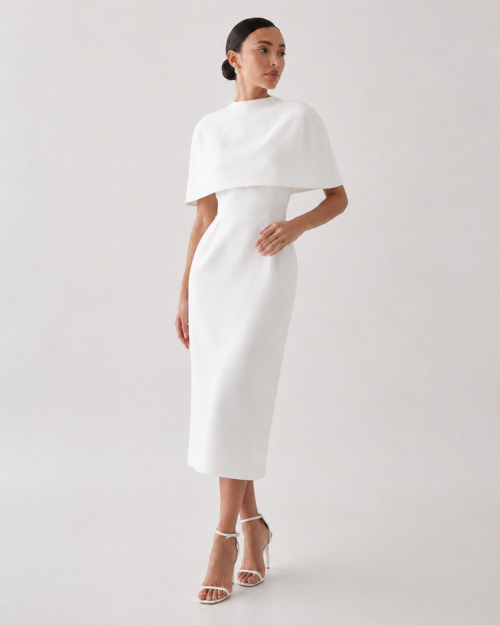 Structured Cape Midi Dress