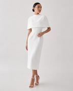 Structured Cape Midi Dress