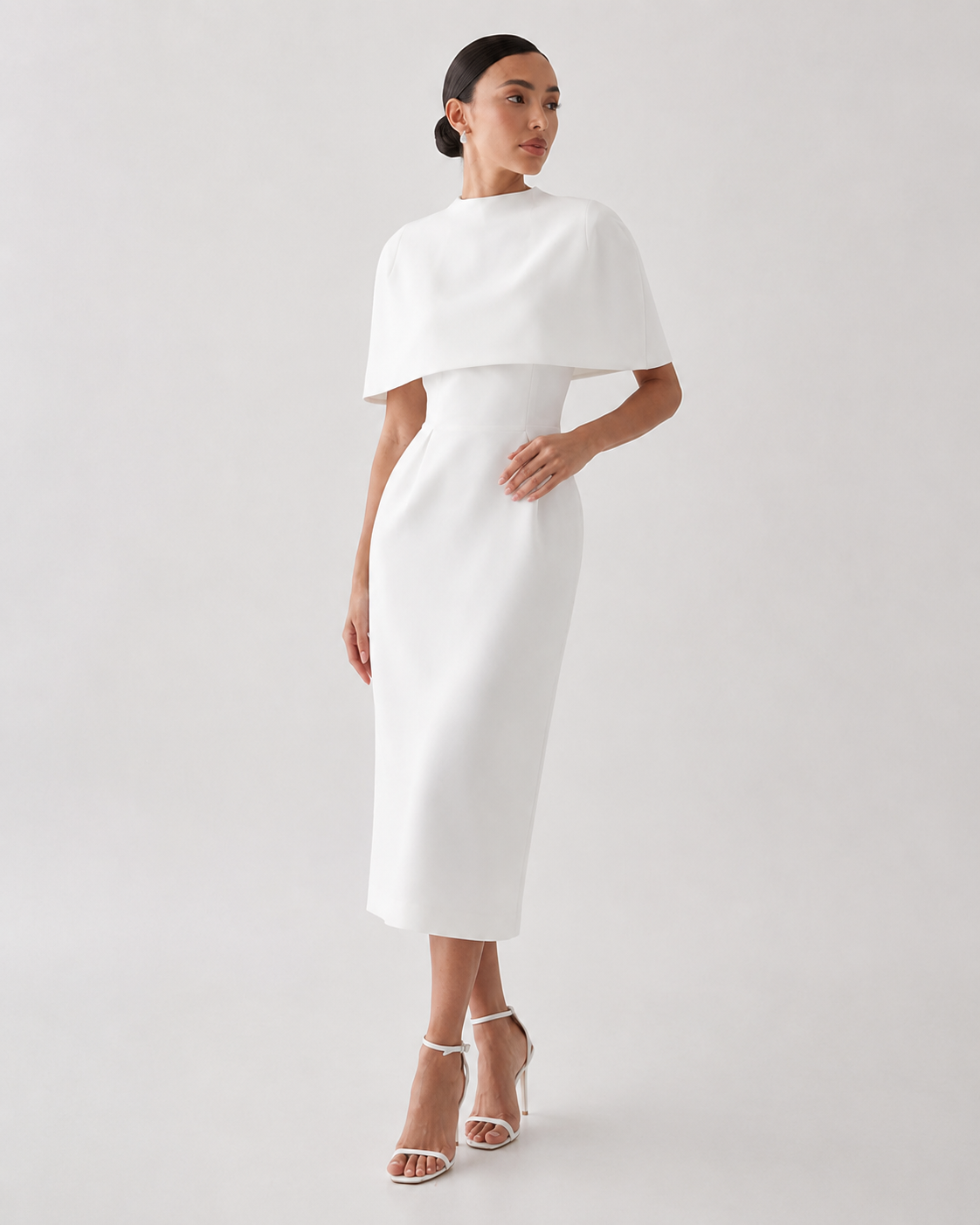 Structured Cape Midi Dress
