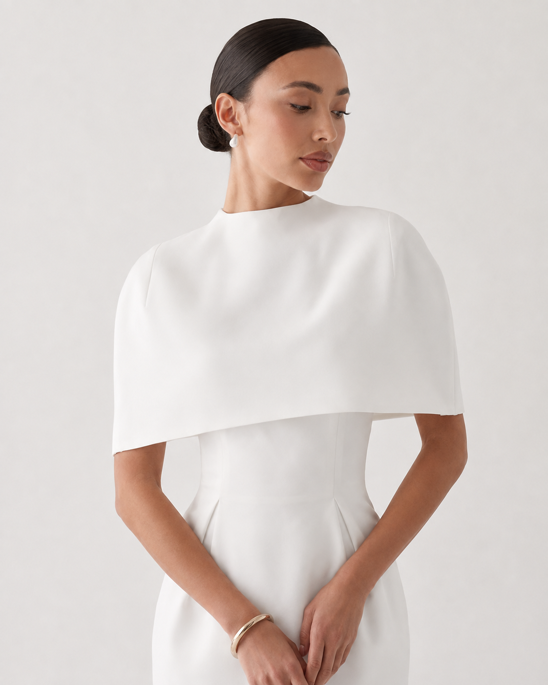 Structured Cape Midi Dress