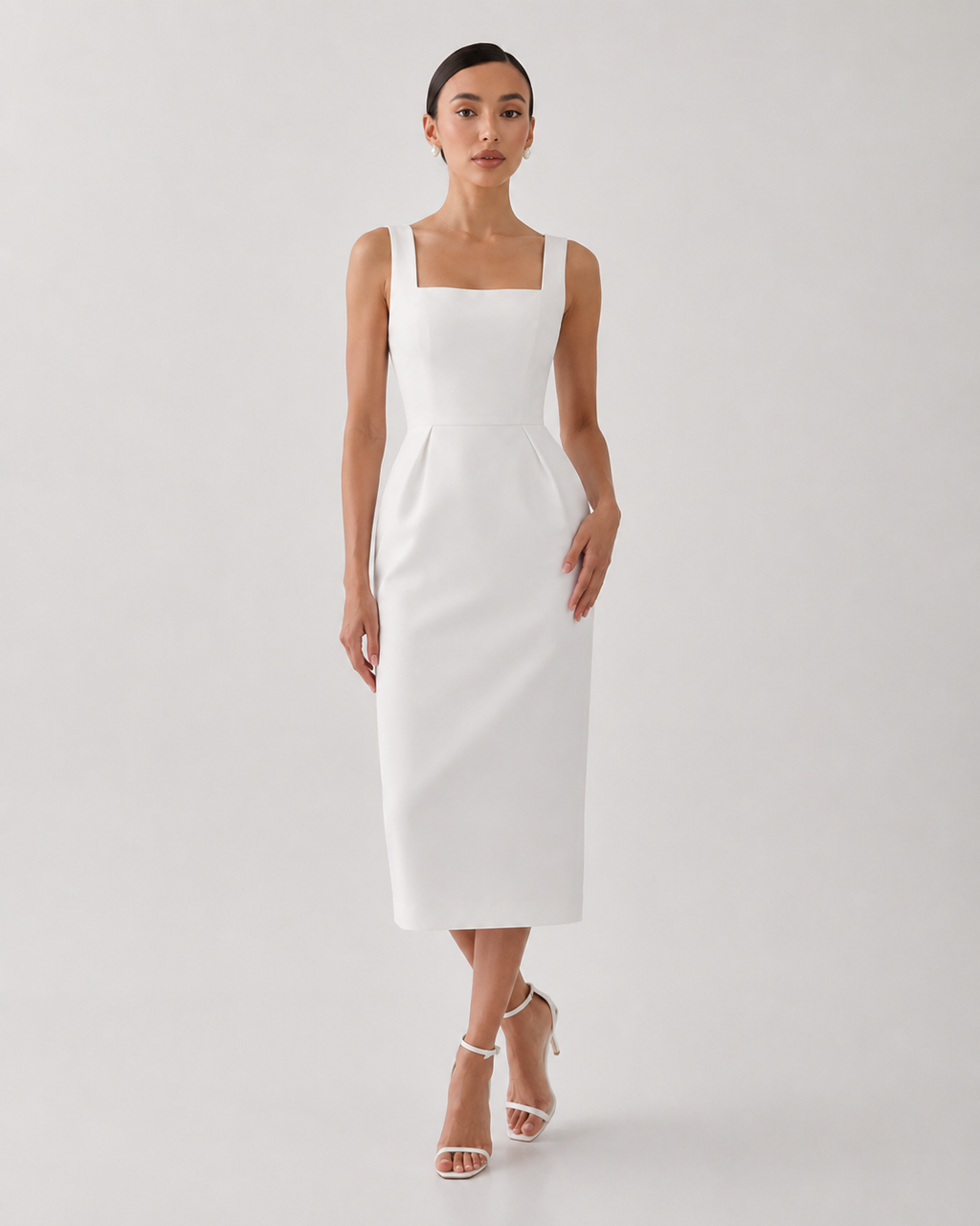 Structured Cape Midi Dress