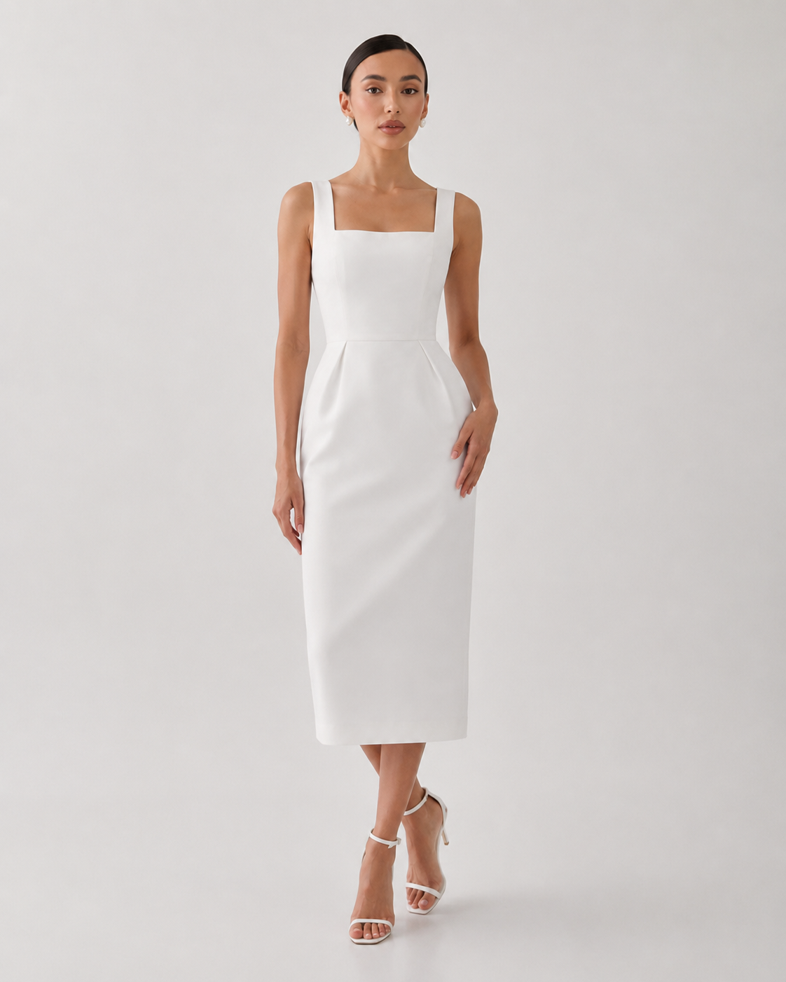 Structured Cape Midi Dress