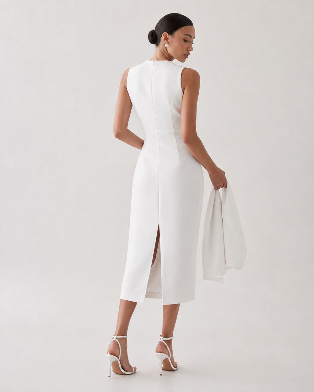 Structured Cape Midi Dress