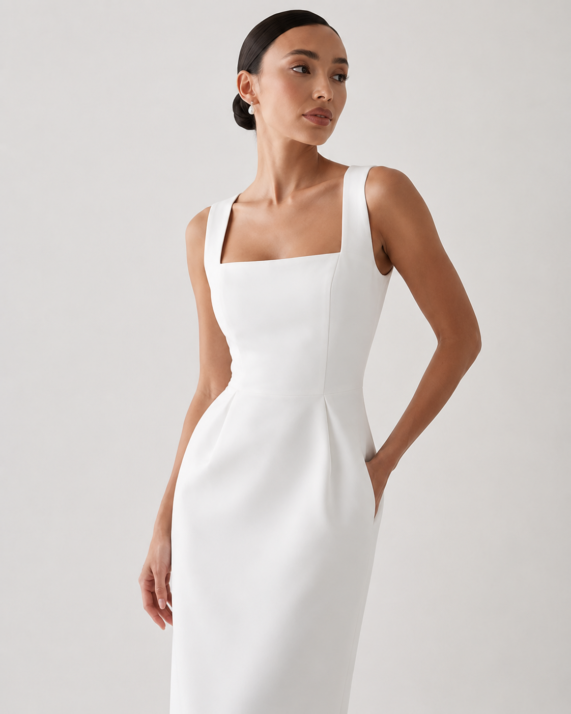 Structured Cape Midi Dress