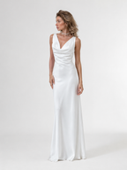 Satin Drape Neck Maxi Dress