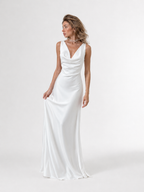 Satin Drape Neck Maxi Dress