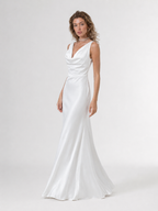 Satin Drape Neck Maxi Dress