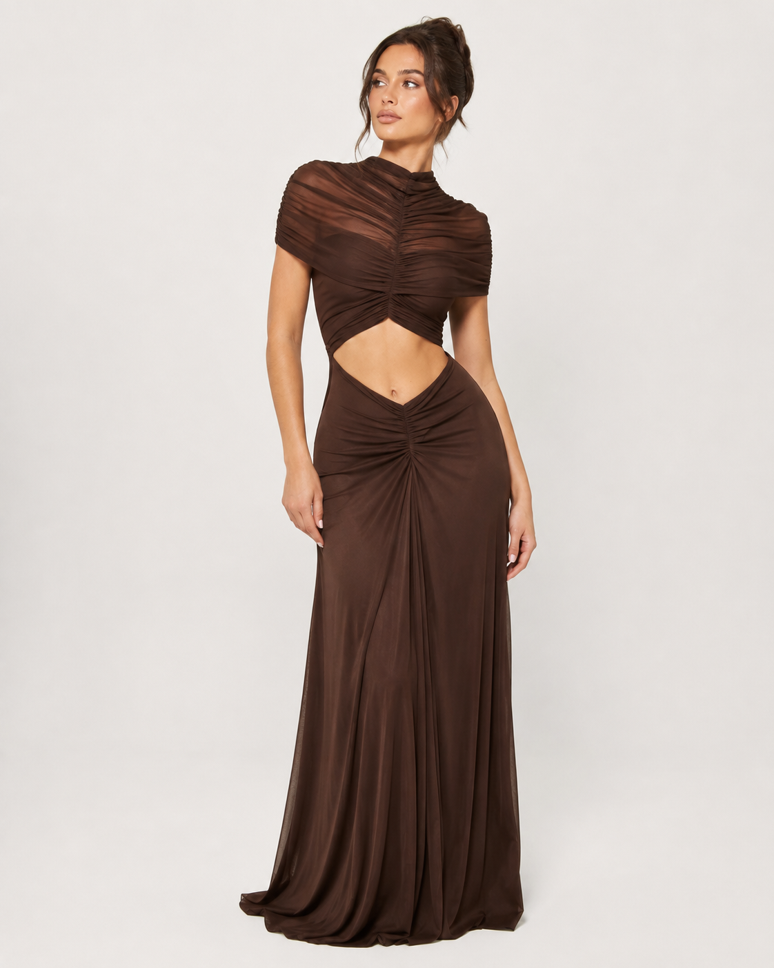 Ruched Cut-Out Maxi Dress