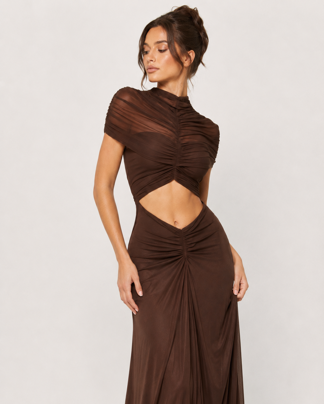 Ruched Cut-Out Maxi Dress
