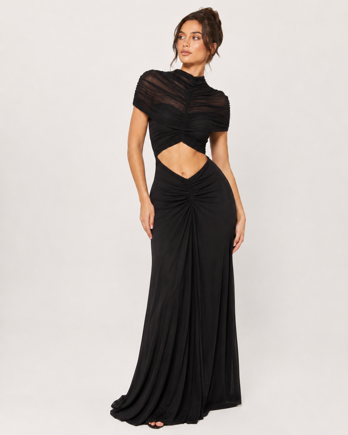 Ruched Cut-Out Maxi Dress