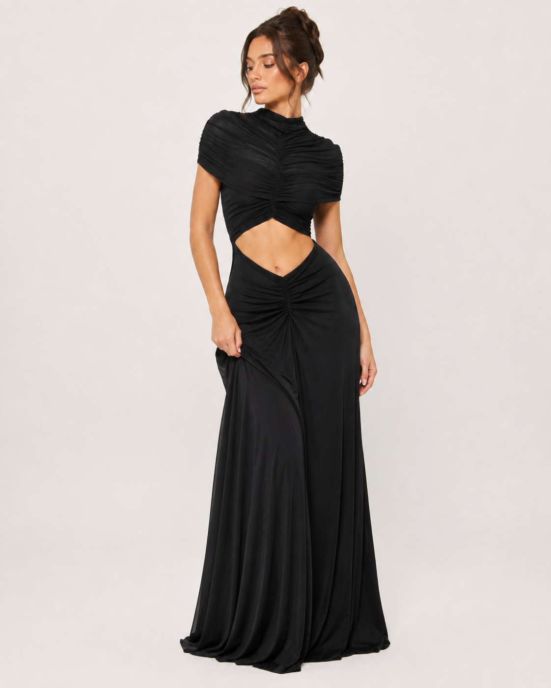 Ruched Cut-Out Maxi Dress