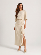 Draped Knot Detail Midi Dress