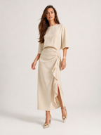 Draped Knot Detail Midi Dress
