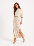 Draped Knot Detail Midi Dress