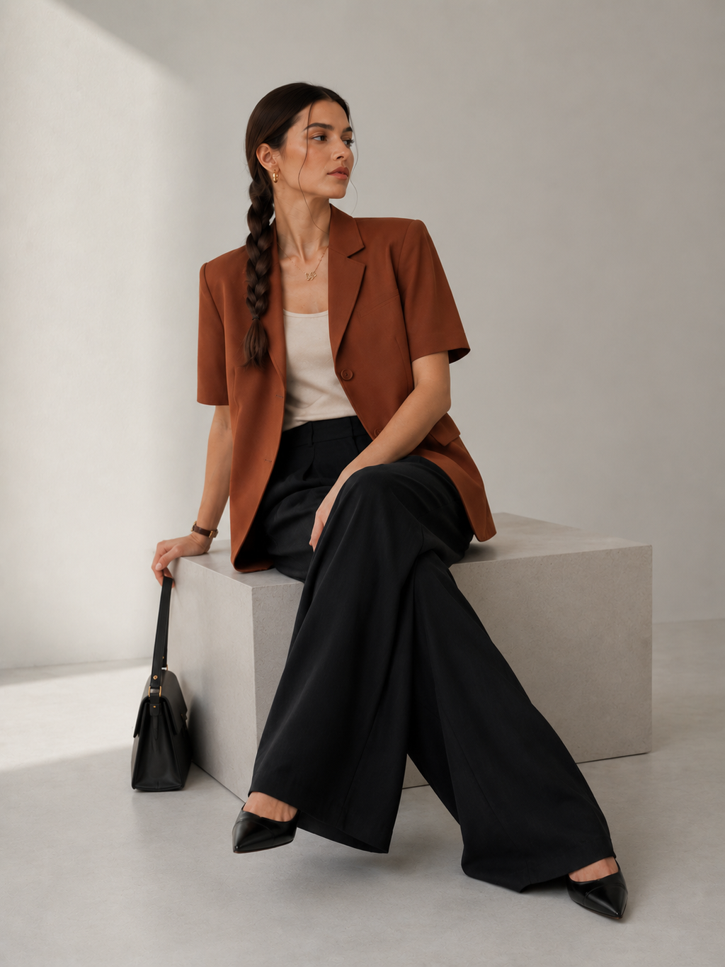 Cropped Short-Sleeve Blazer