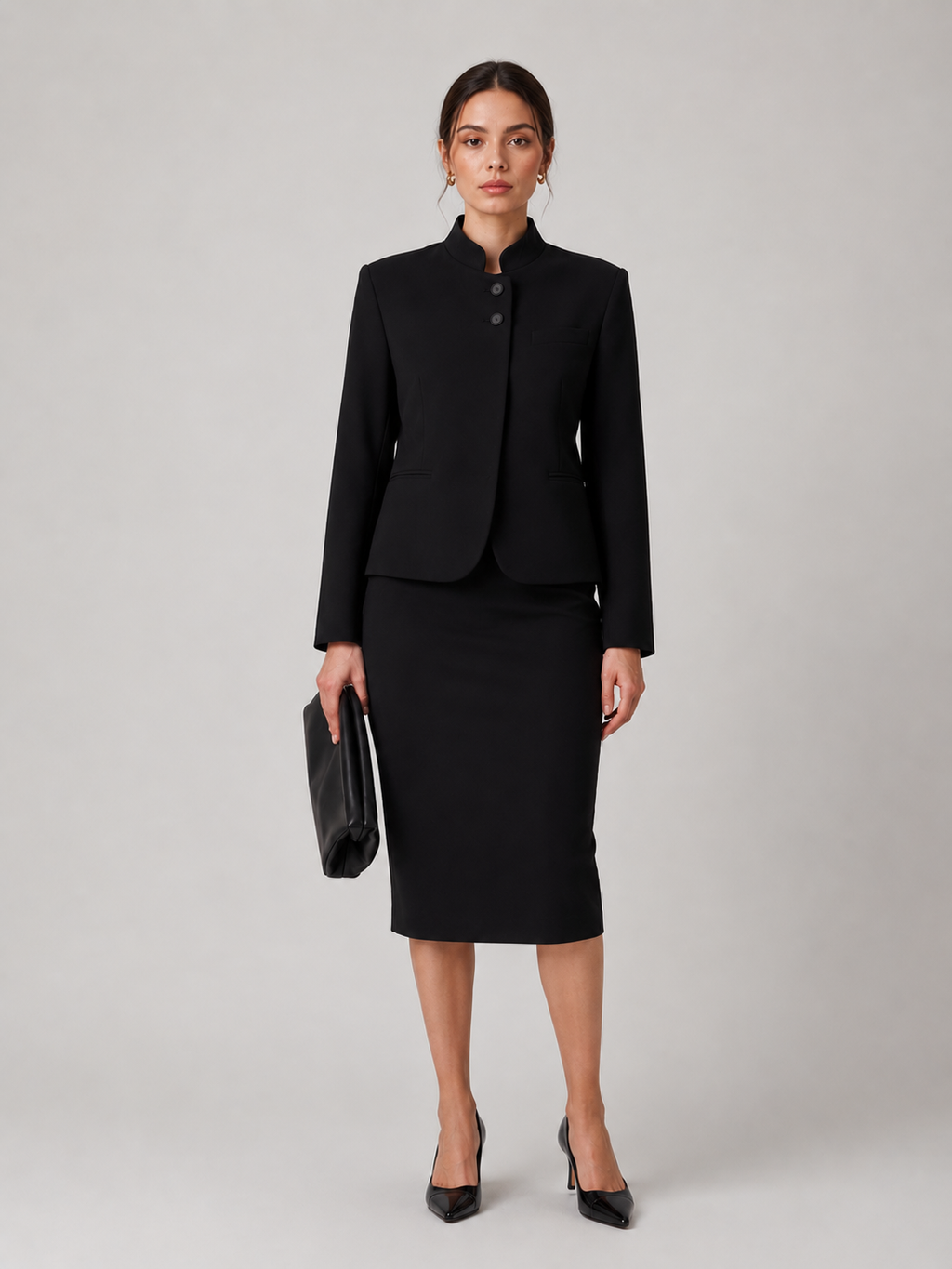 Stand-Collar Button-Front Jacket